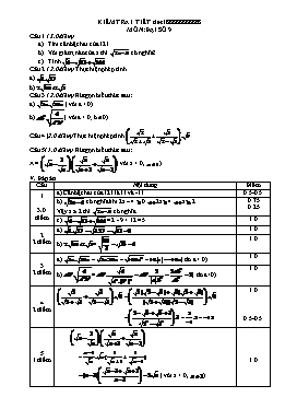 Kiểm tra 1 tiết (tiết 18) môn Đại số 9